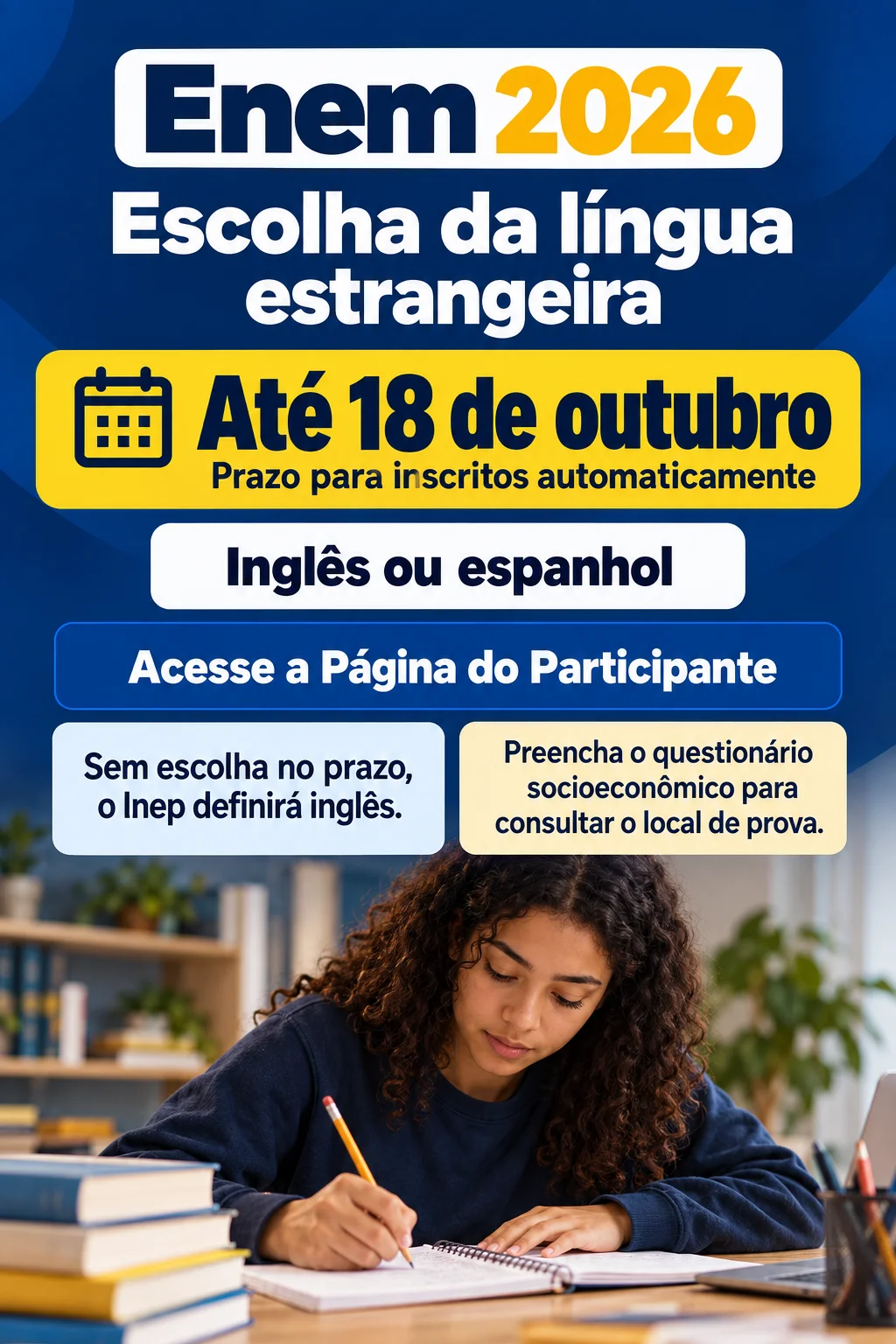 escolha língua estrangeira enem 2026